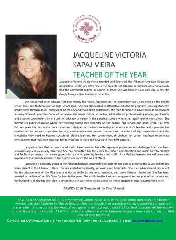 Vera Kapaj_Teacher of the Year_2016